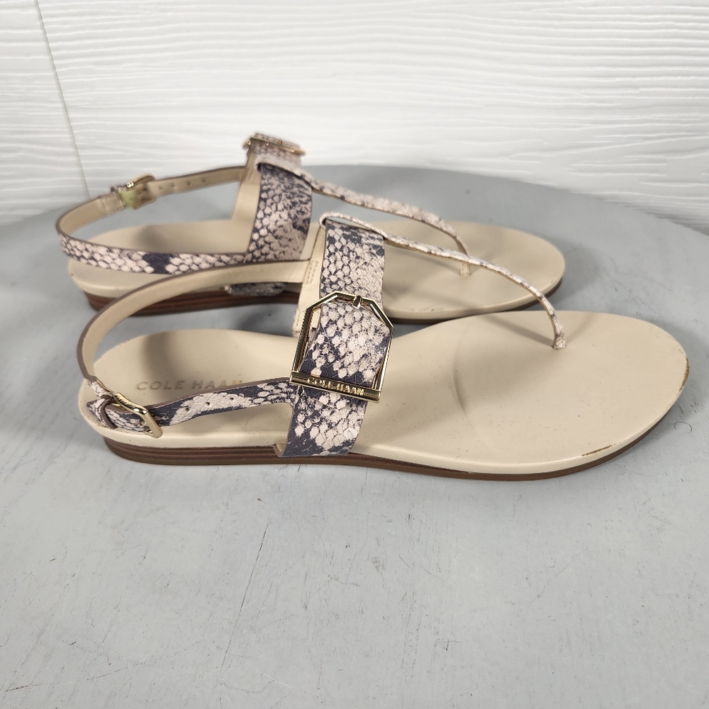 Cole Haan Womens Francine White Leather Slingback Flat Sandals Shoes Sz 8